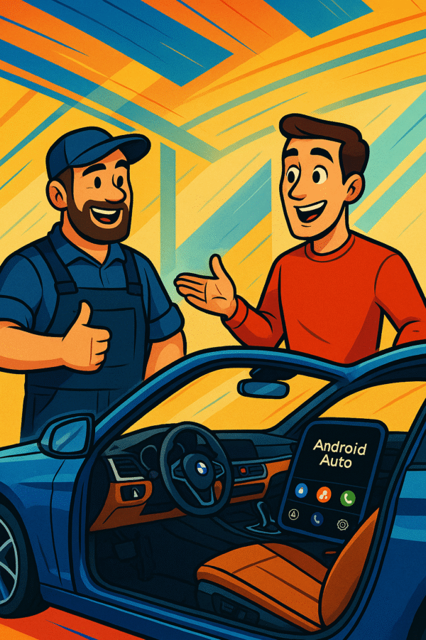 BMW, Android Auto, wymiana radia, poradnik motoryzacyjny, instalacja multimediów, modernizacja BMW, elektronika samochodowa